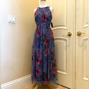 NWT Candolite petite mesh fabric floral maxi dress